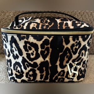 Victoria's Secret Leopard Print Cosmetic Train Case in Black, Cream, Tan